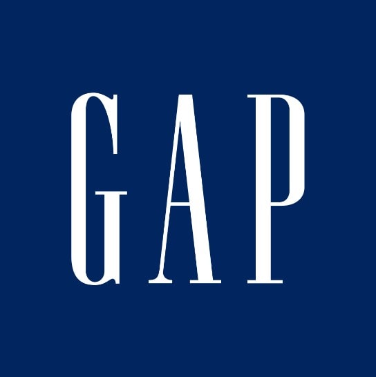 GAP logo displayed on a dark background, representing fashion and retail branding.