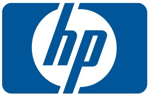HP logo on a blue background, representing professional branding.