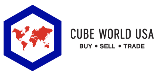 Cube World USA logo with world map and hexagon design.