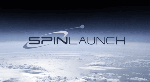 Earth viewed from space with Spin Launch logo, highlighting innovative aerospace technology for Cube.
