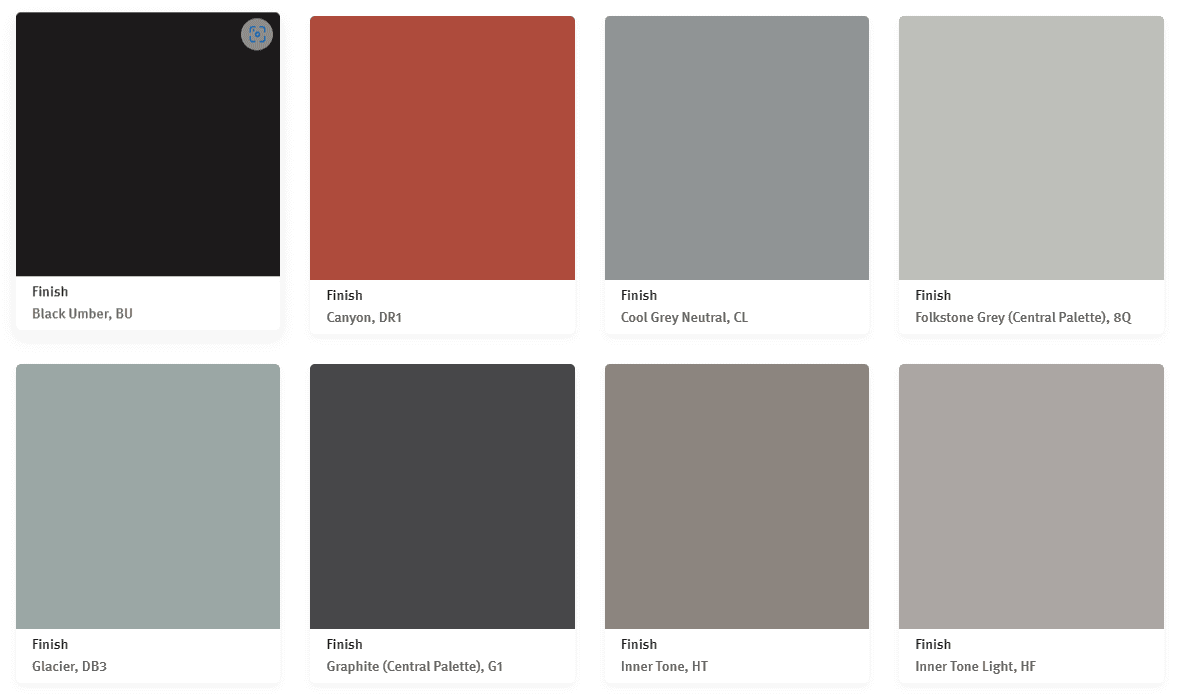 Modern interior color palette for custom home design in Cube World USA.
