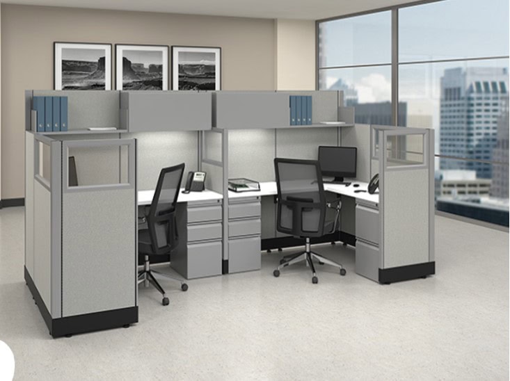 Office cubicles with ergonomic chairs and workstations for efficient workspace.