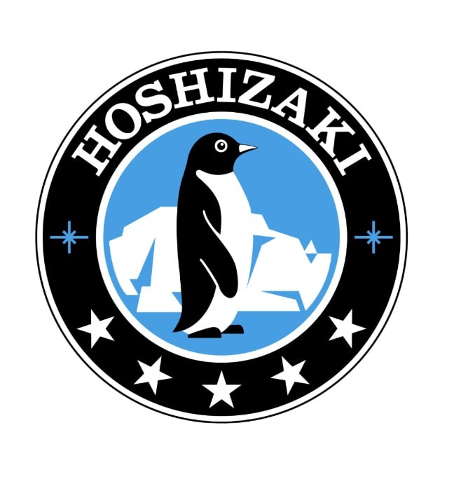 Hoshizaki logo featuring penguin and icebergs, representing quality refrigeration.