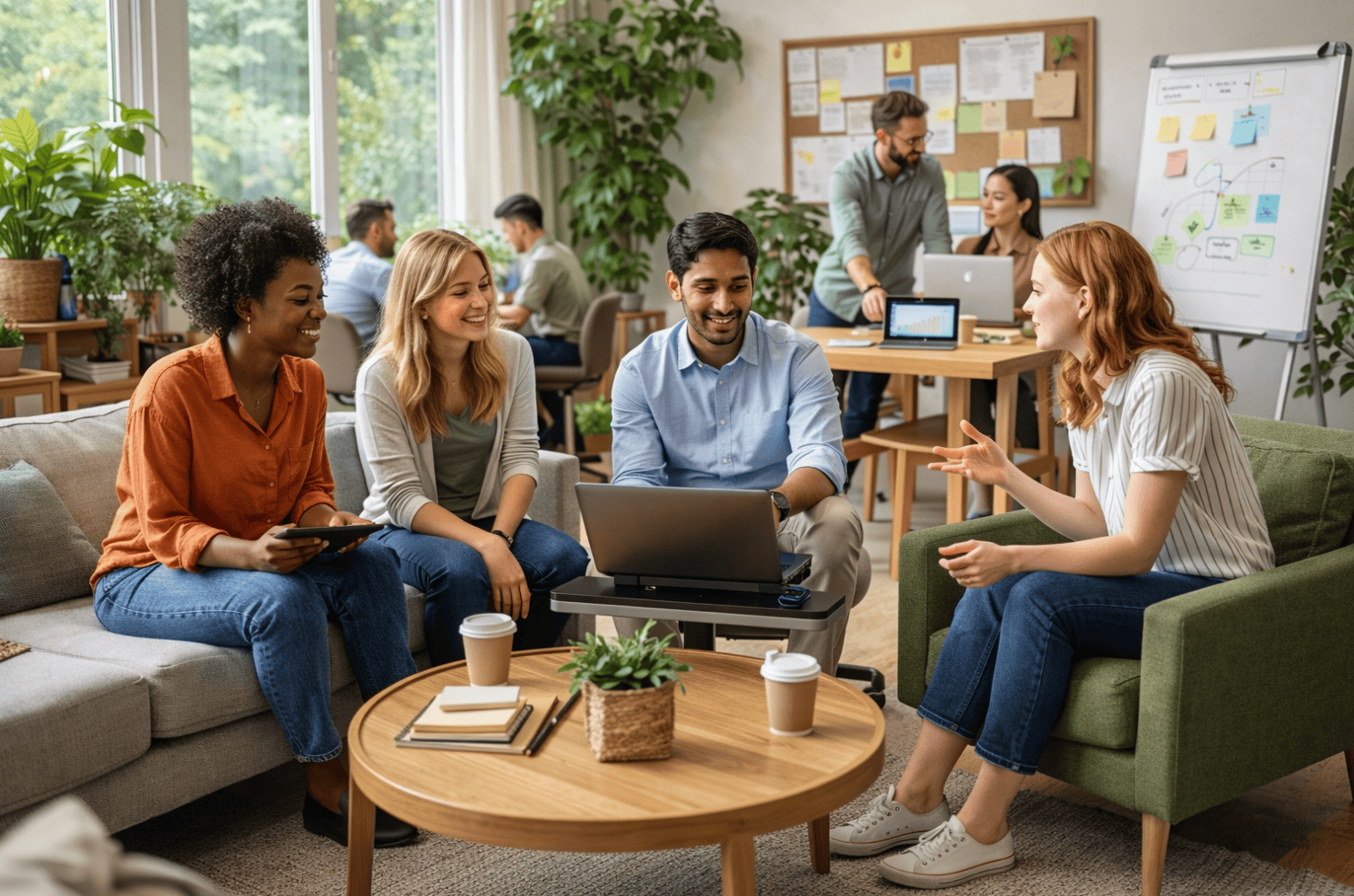 Comfortable seating and versatile tables promote teamwork and reflect your company's values.